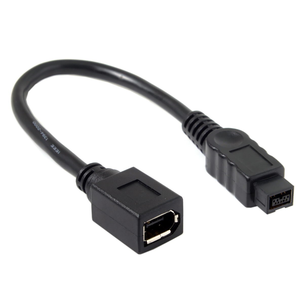 Xiwai Cablecc Black Color IEEE 1394 6PIN Female to 1394b 9PIN male Firewire 400 TO 800 Cable 10cm