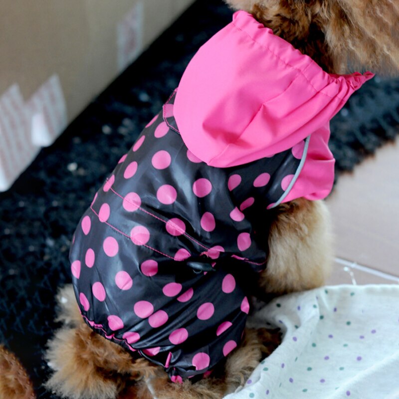 Sällskapshund regnjacka för små hundar vattentät jumpsuit sällskapsdjur kläder prickiga regnjacka kläder hund katt regnjacka chihuahua teddy