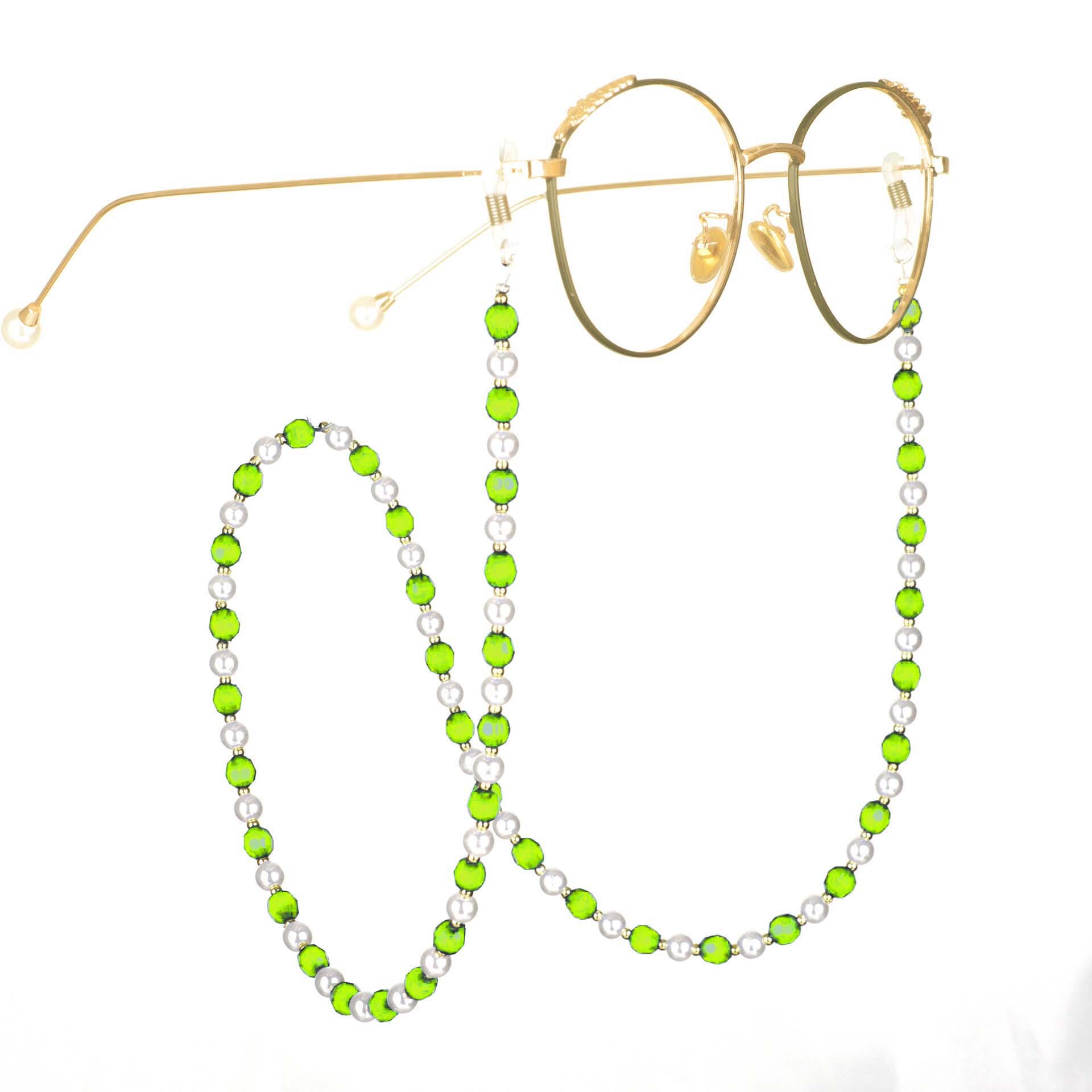 4 pièces chaîne de lunettes retenue strass perlé cordon cordon de lecture lunettes support de sangle collier accessoires de: Golden - Green
