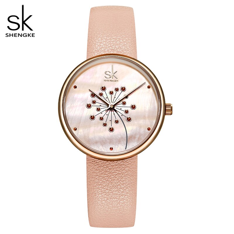 Shengke Horloge Vrouwen Casual 30M Waterdicht Quartz Qatches Lederen Band Sport Dames Polshorloge Meisje