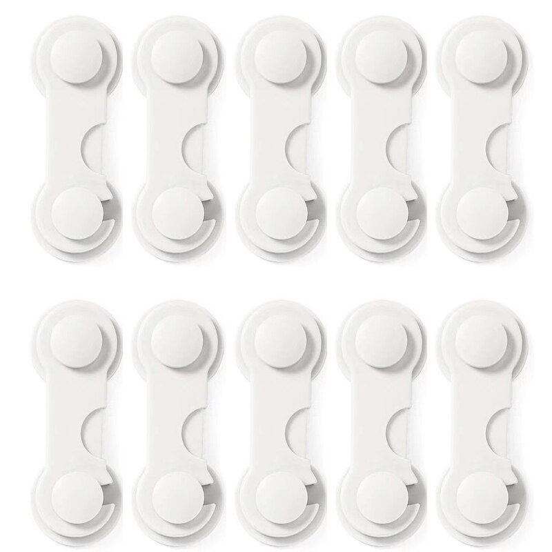 Plastic Kast Lock Kind Veiligheid Anti-Snuifje Bumper Security Lade Vergrendelingen Home Baby Bescherming Voor Koelkasten Sloten: 10pcs white