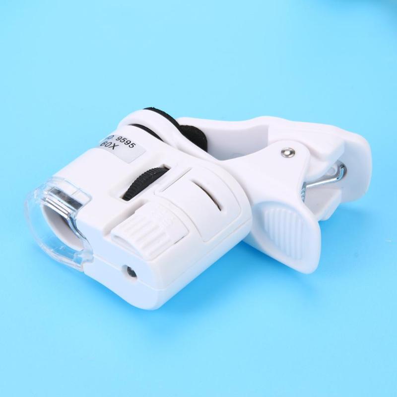 Universal 60x mobiltelefon mikroskop makro lins zoom mikro kamera klämma med optisk förstoringsglas led ljus förstoringsglas
