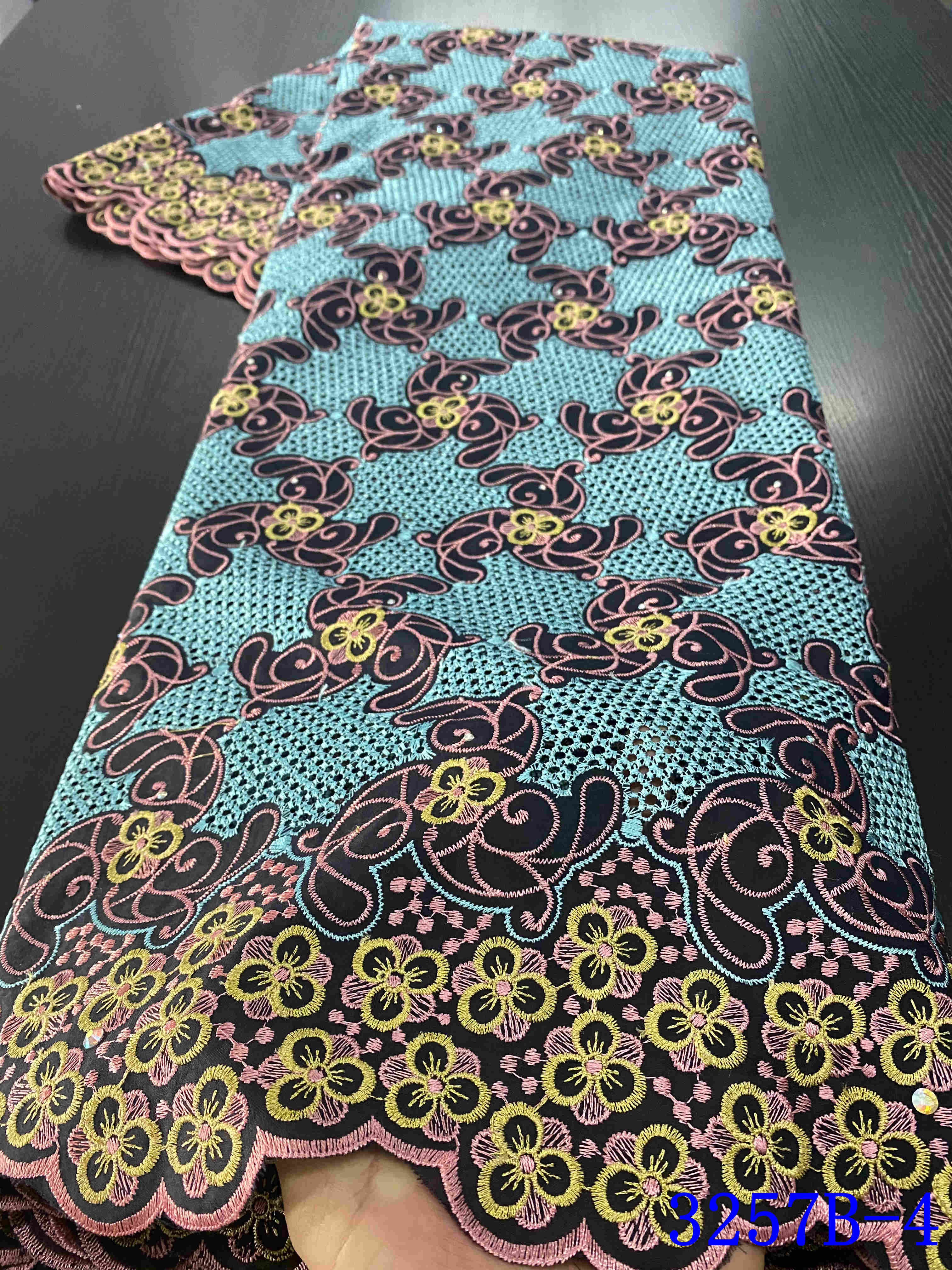 African Dry Voile Lace In Switzerland Stoned Nigerian Lace Fabrics Lace For Dress Cotton Lace Fabric YA3257B-5