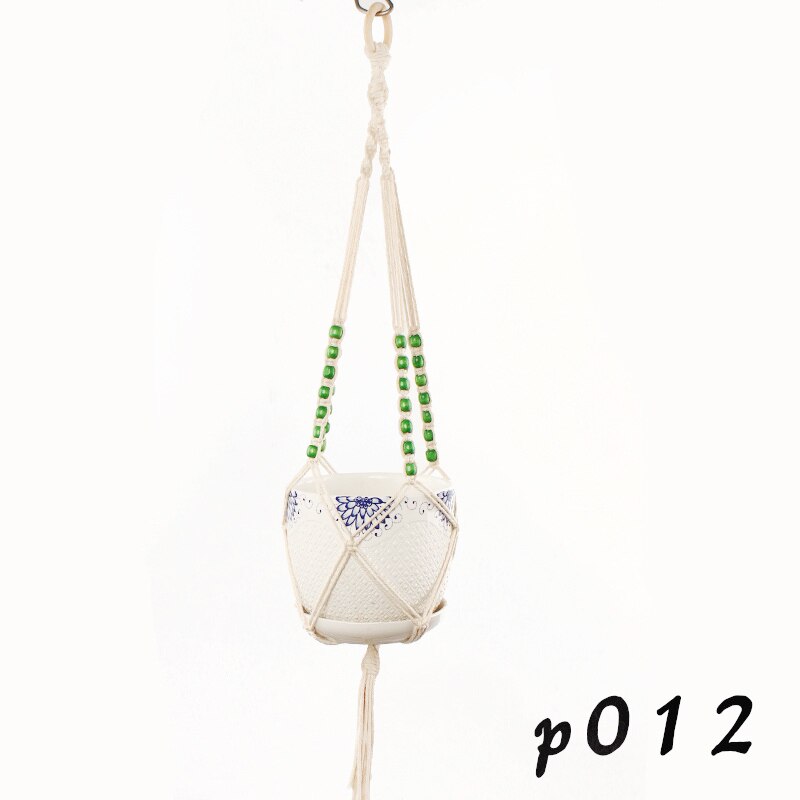 Macrame Plant Hanger Opknoping Bloempot Hanger Plant Houders Gevlochten Touw Opknoping Planter Mand Voor Thuis Indoor Outdoor Decor: p0012