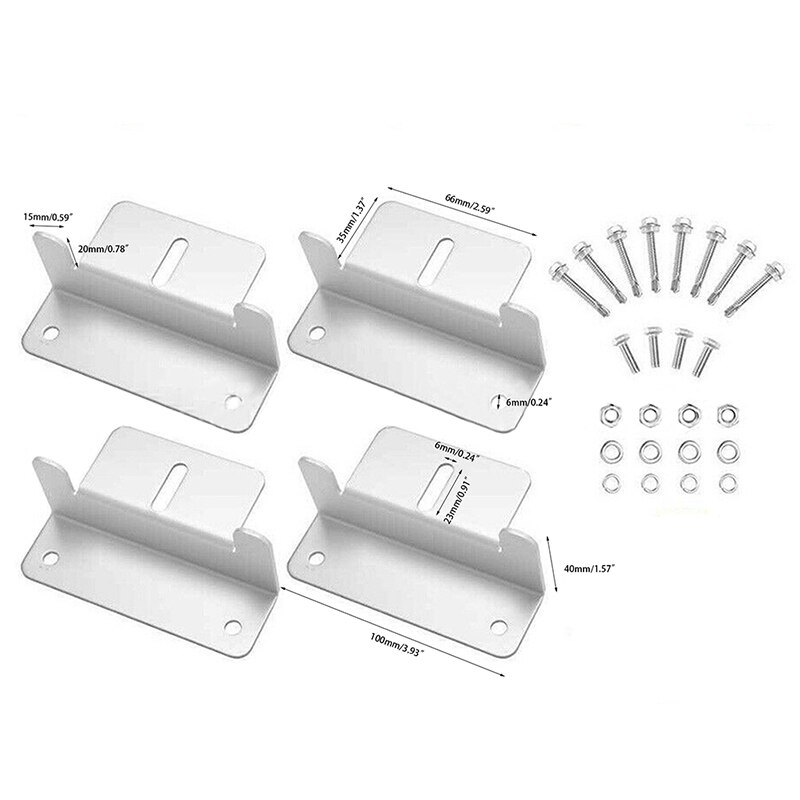 4/8 stk monteringsbeslag til solpaneler i aluminium z-type beslag til fladt tag monteringssæt til installation af solcelleanlæg: 4 stk