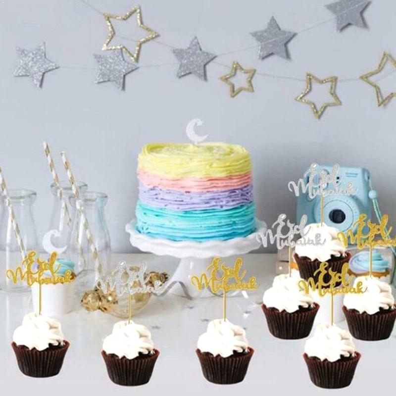 1 lot de banderole pour joyeux Eid Mubarak | Bonbons et desserts du Ramadan, Toppers musulmans, gâteaux de fête, Eid, boîtes de bricolage islamique, déco Sup F5R2