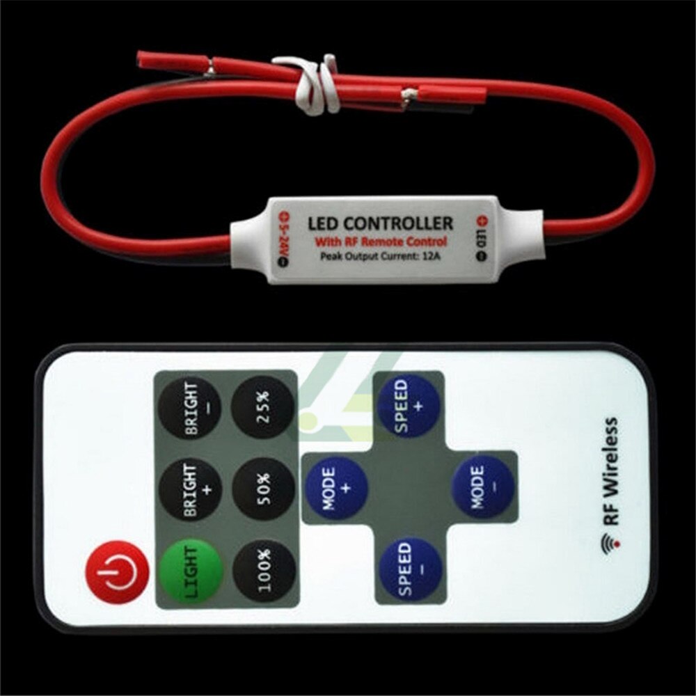 1Set 12V Rf Mini Draadloze Controller Schakelaar Led Dimmer Met Afstandsbediening Schakelaar Mini In-Line Led Licht controller