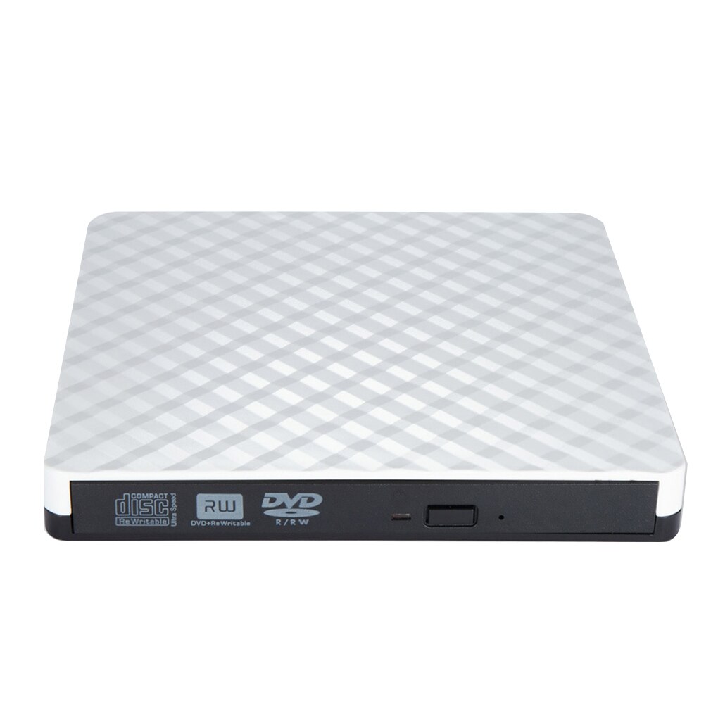 PC Laptop External USB 3.0 DVD RW CD Writer Portable Optical Drive Burner Reader Player Tray black/white: white