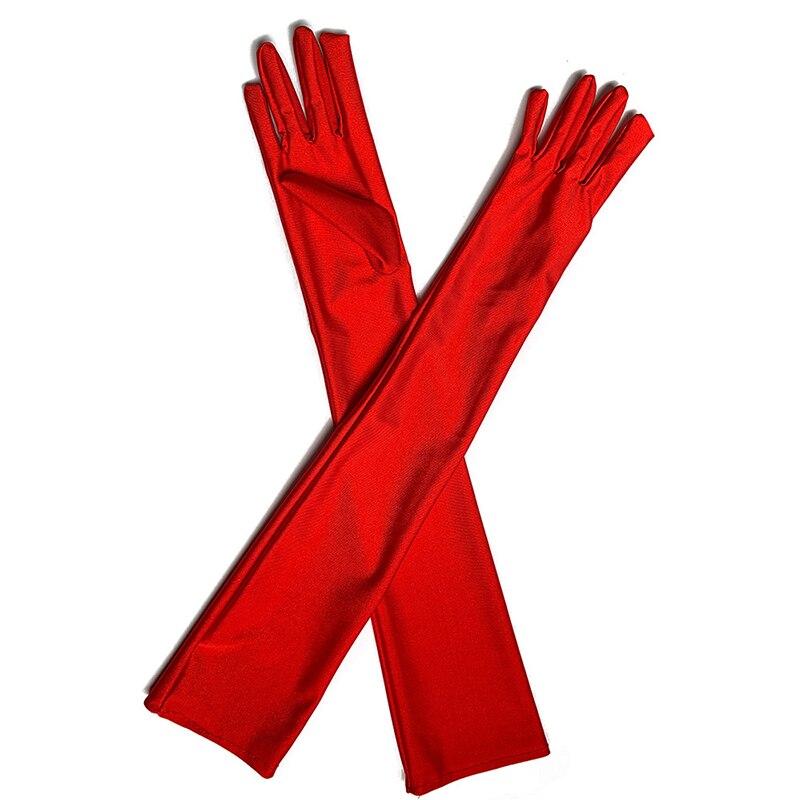 1 par sortere rød hvit champagne langfinger albue solbeskyttelseshansker opera kveld fest ball kostyme hansker 4 farger