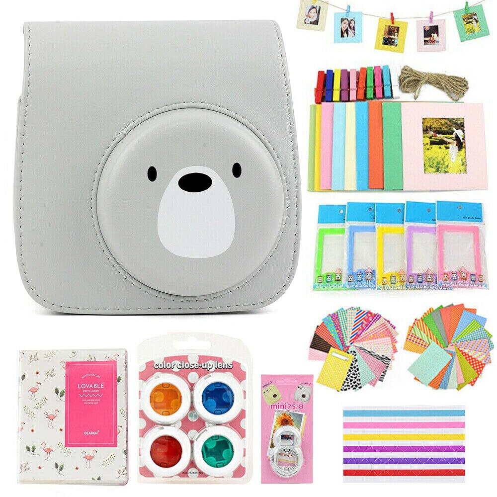 Fujifilm Instax Mini Case Bag Camera Accessories Kit Photo Album Lens Filters Stickers For Instax Mini 8 Mini 9 Instant Camera: Cute Bear