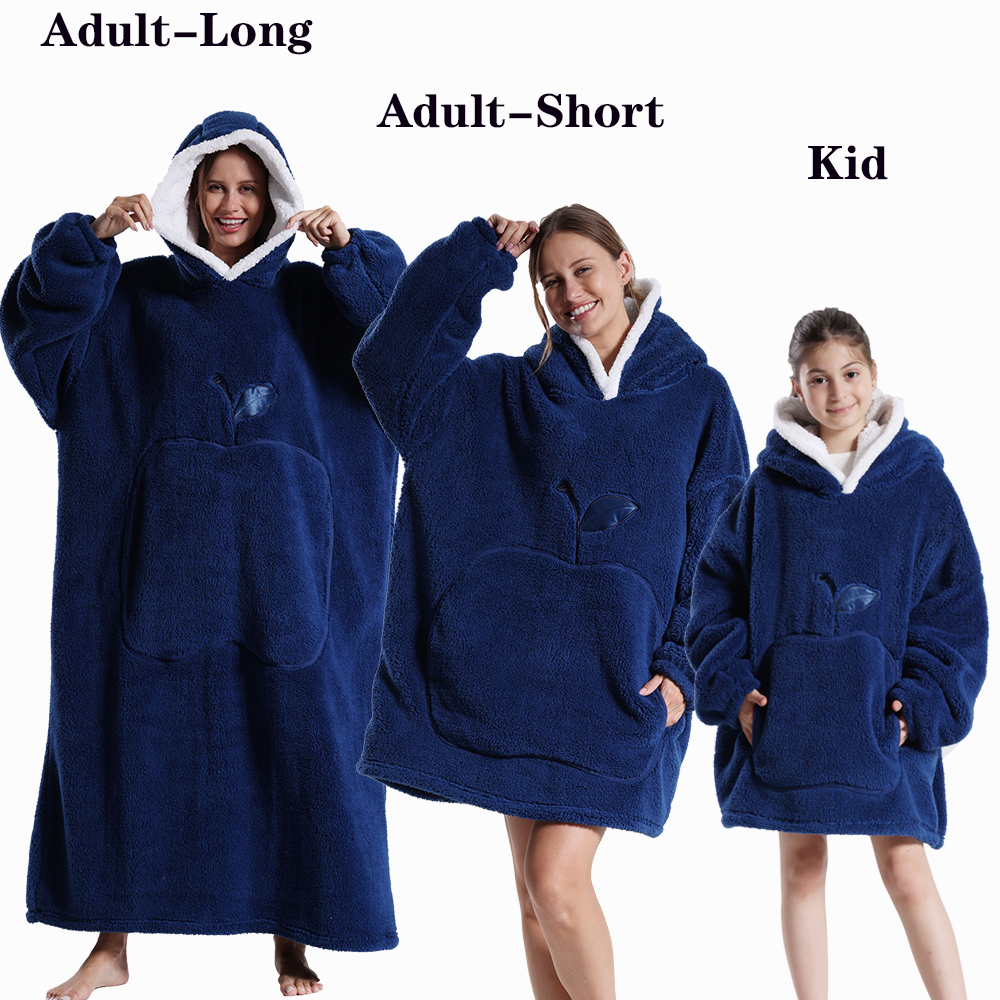 Sweat-shirt à capuche d'hiver pour femmes et hommes, pull Extra Long, et doux, polaire géante TV, couverture surdimensionnée avec manches longues en flanelle