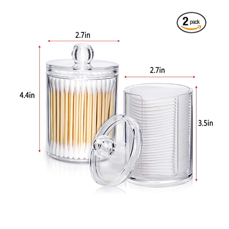 Badkamer Organizer Cosmetische Opbergdoos Katoenen Bal Qtip Beugel Acryl Opslag Jar Pen Houder Met Bamboe Cover Stofdicht: B-8