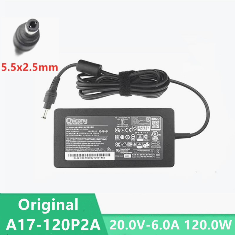 opprinnelig chicony  a17-120p 2a a120a 057q ac-adapter 20v 6a 120w 5.5 2.5mm lader til intel nuc bærbar strømforsyning