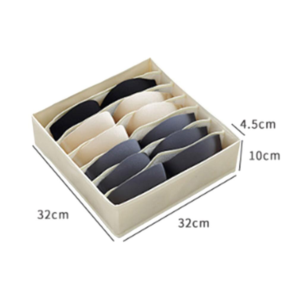 24/16/7 grid underwear/socks storage box Collapsible Underwear Storage Basket Cloth Box Detachable Sorting Elastic Split Holder: Beige 7grid