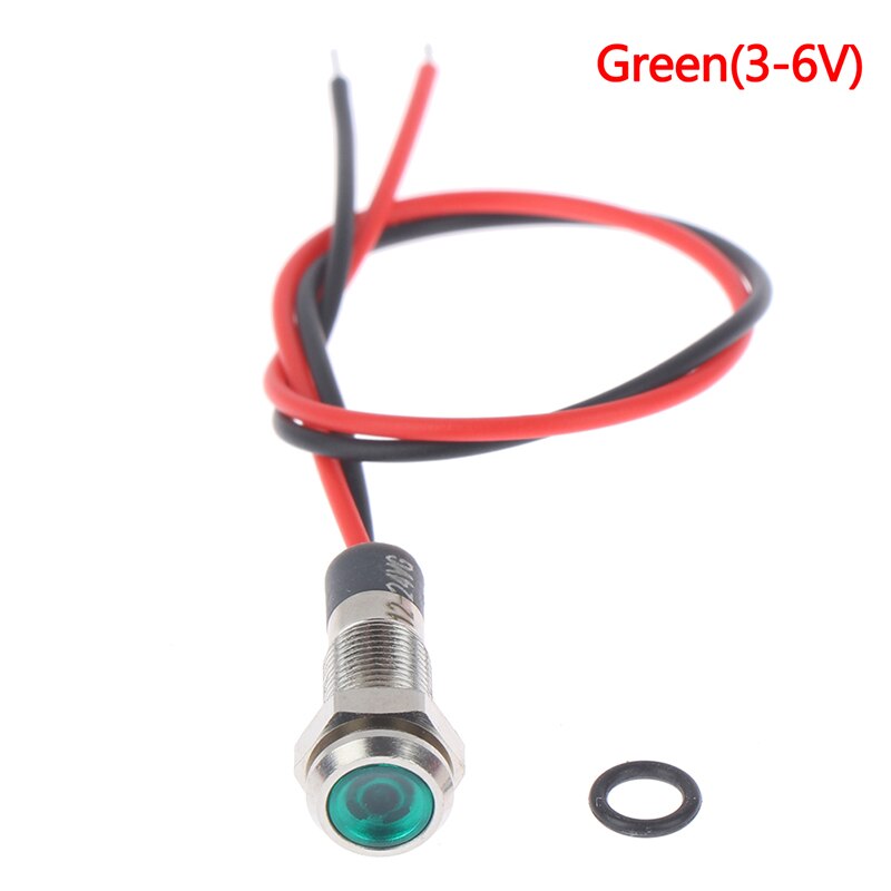 IP67 Waterproof LED Metal Warning Indicator Light 6mm Pilot Signal Lamp 3v-6v/12-24V /220v Red Yellow Blue Green White: Green 3-6V