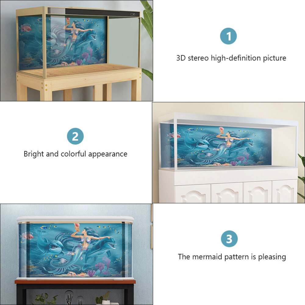 Aquarium Background Sticker Mermaid Fish Tank Wallpaper Aquarium Poster Decal