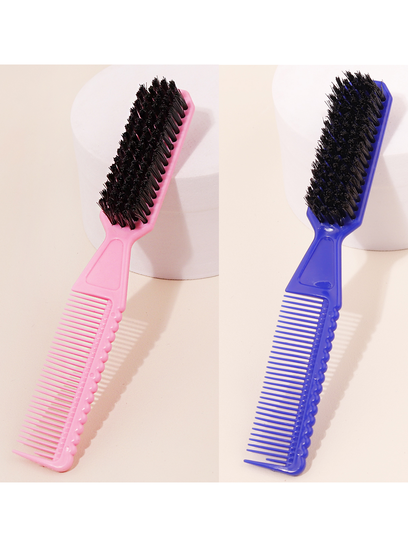 1 Stück doppelseitige Kammbürste, kleine Bart-Styling-Bürste, professionelle Rasierpinsel, Friseur, Jahrgang-Schnitzreinigungsbürste