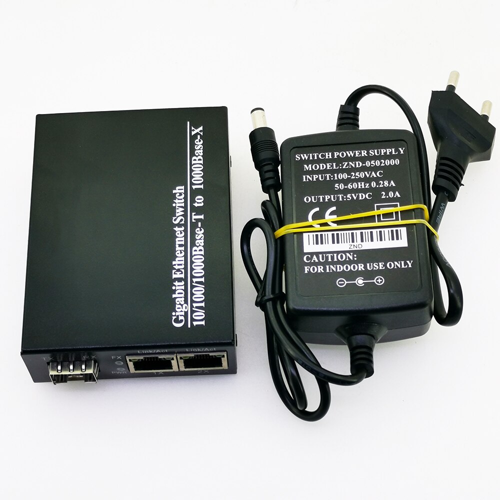 SFP Fiber media Converter om RJ45 Gigabit Media Converter SFP 2*10/100/1000 M Ethernet Converter transceiver fiber optische schakelaar