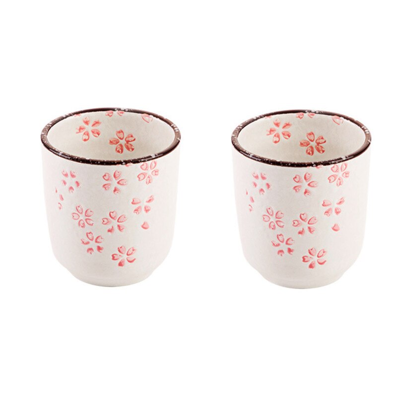 Estilo japonés Flor de cerámica tazas de té Vintage taza de té maestro taza de café taza de contenedor de recipientes para bebidas Kung Fu taza de agua Teaware: 2pcs white
