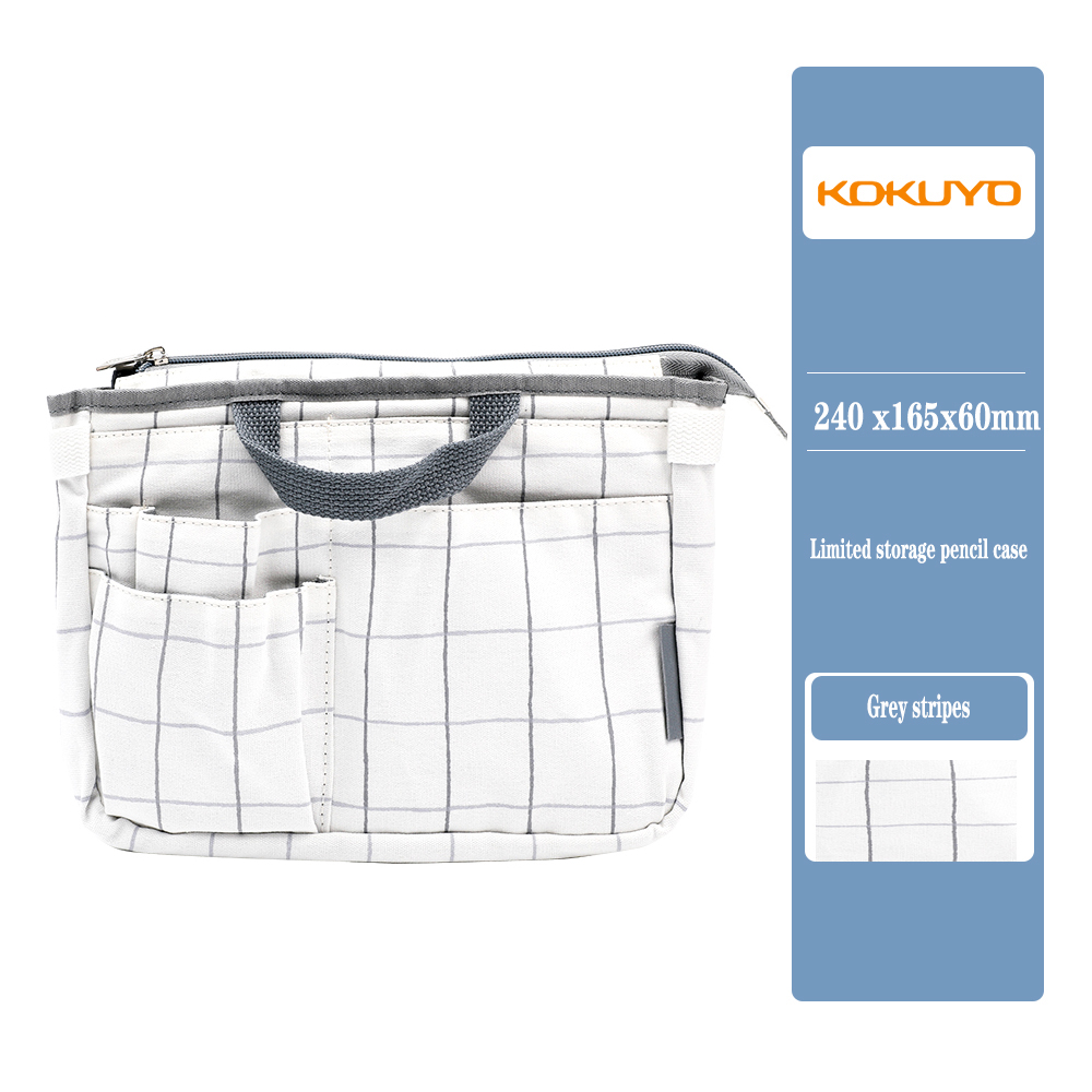 KOKUYO – trousse à crayons japonaise, sac de rangement Simple, petit et frais à double usage, sac à dos multifonction de grande capacité: Gray stripes
