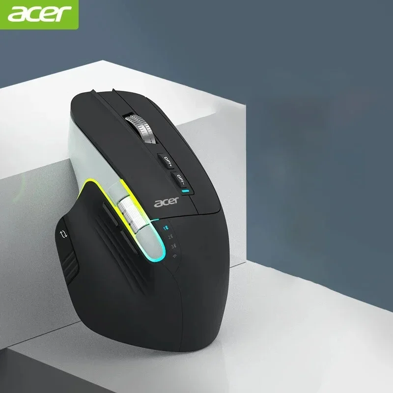 Acer Omr225 Bluetooth Wireless Gamer Mouse Mouse Dual Scroll Mouse ergonômico Programação personalizada Ratos para jogos Mouses de escritório: Preto