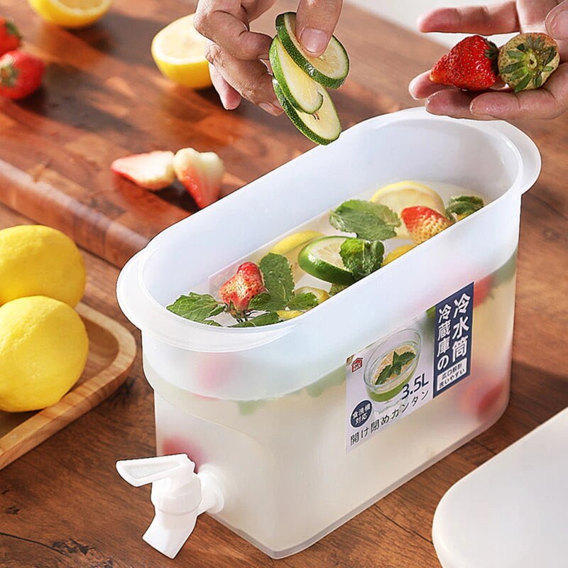 3500ml Water Jug With Faucet Lemon Juice Jug Kitchen Drinkware Kettle Pot Cold Water Bottle Container Heat Resistant Pitcher