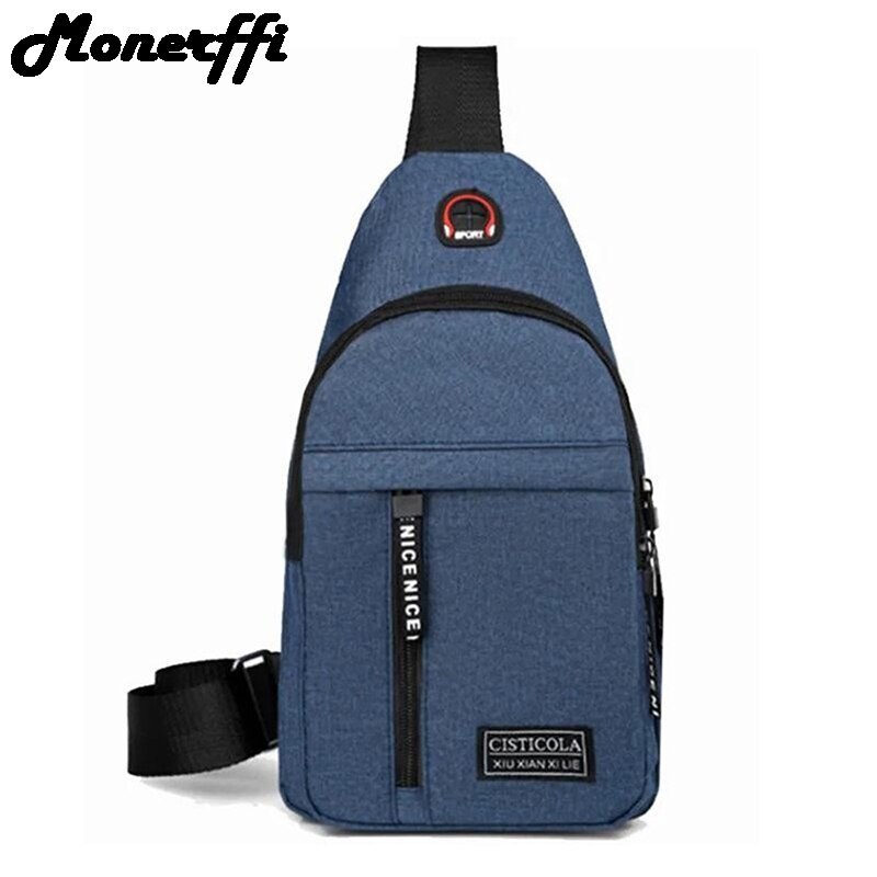 Männer Schulter Tasche Schlinge Brust Pack Leinwand USB Ladung Sport Crossbody Handtaschen Für Männer Brust Taschen Gürtel Taille Packungen: C