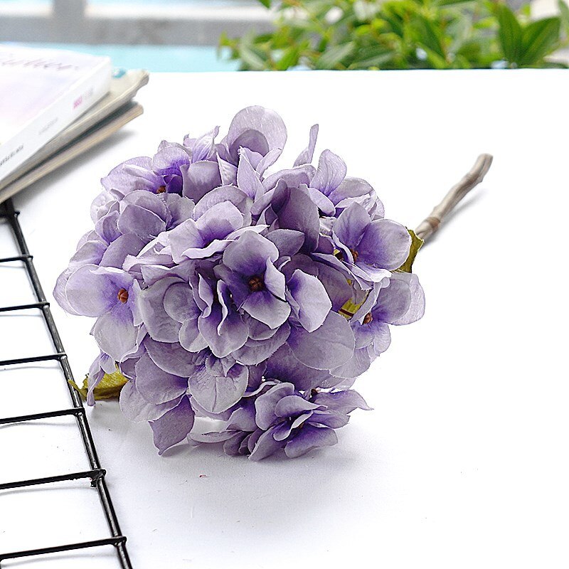 Blomsterarrangement british hortensia blomster boligindretning bryllup diy kunstige blomster: Violet