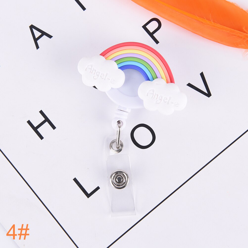 1Pcs Schattige Kleine Tag Kaarthouder Reel Voor Card Leuke Lolly Regenboog Intrekbare Badge Reel Id Card Clip Id badge: N4