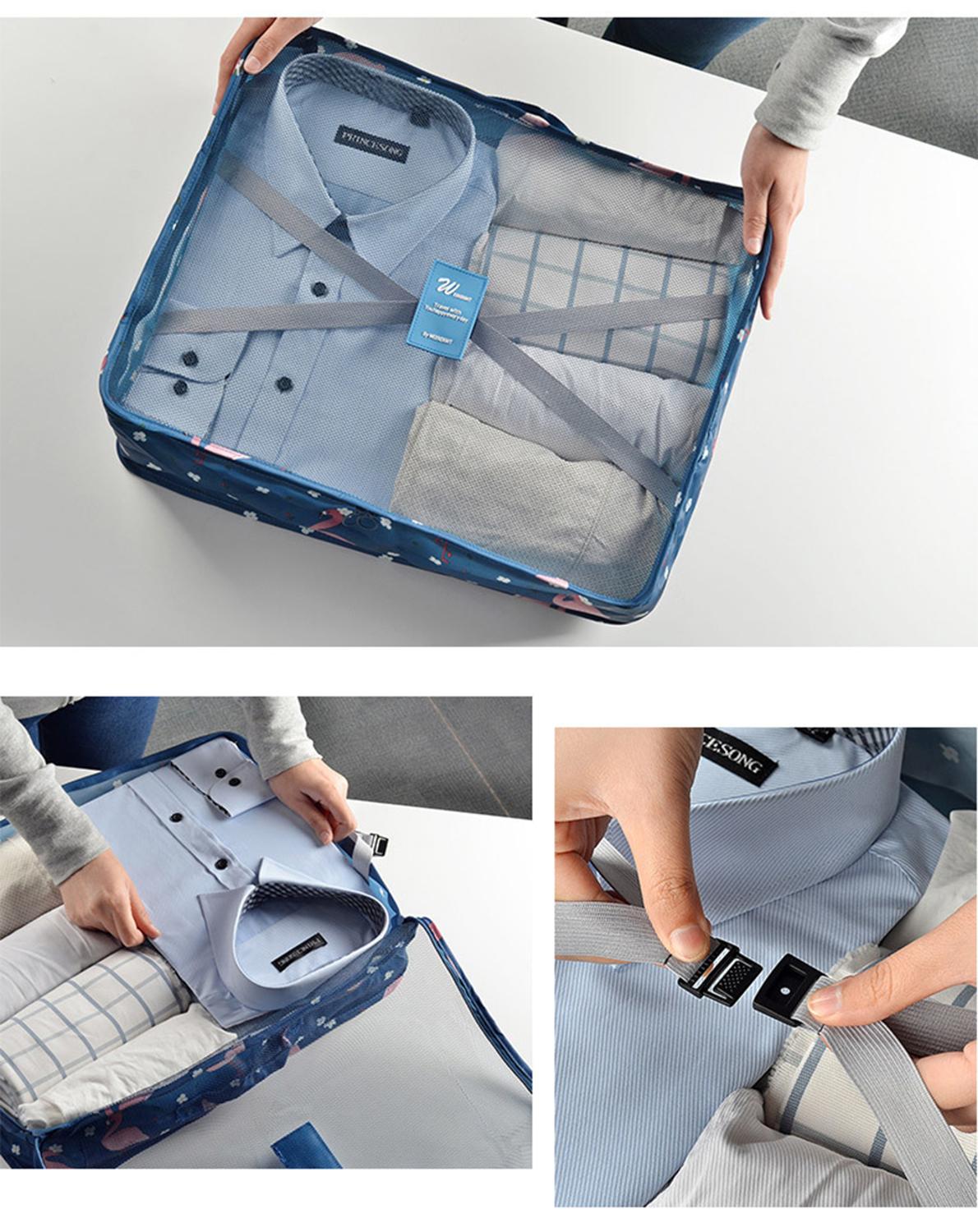 S.IKRR Nylon Packing Cubes Travel Bag Women Waterproof Large Luggage Organizer Set 7pcs Clothes Storting Pouch Cosmetic Bag