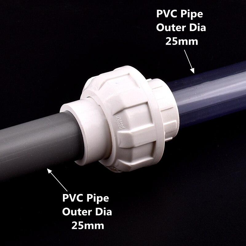 2~20pcs I.D20~50mm PVC Union Connector Garden Irrigation Water Pipe Fittings Home DIY Aquarium Fish Tank Tube Joints Pattern