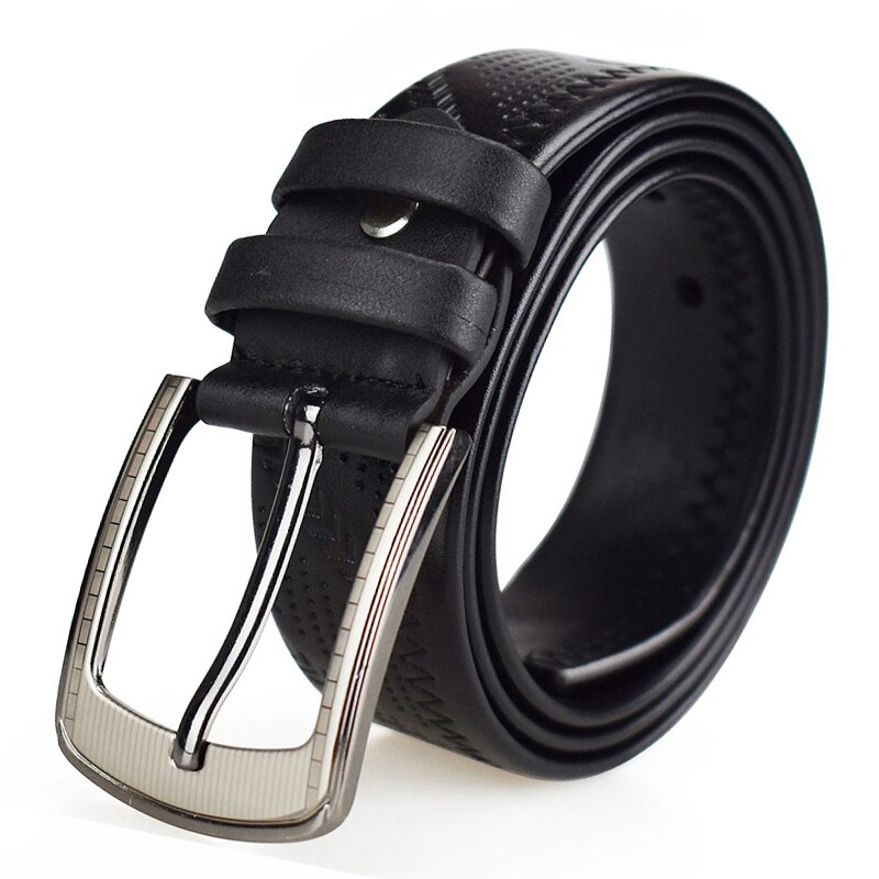 PU leather luxury strap male belts for men classic vintage pin buckle leather belt male belt men: 110cm