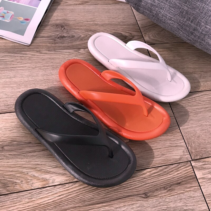 Thick Bottom Women Slippers Female Soft Japanese-style Flip Flops Girl Home Office Indoor Room Shoes Ladies Black