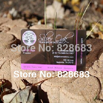 200 stk gennemsigtigt plastikkort med cmyk-tryk på enkelt side mat ansigtsstørrelse 85.5 x 54 x 0.36mm