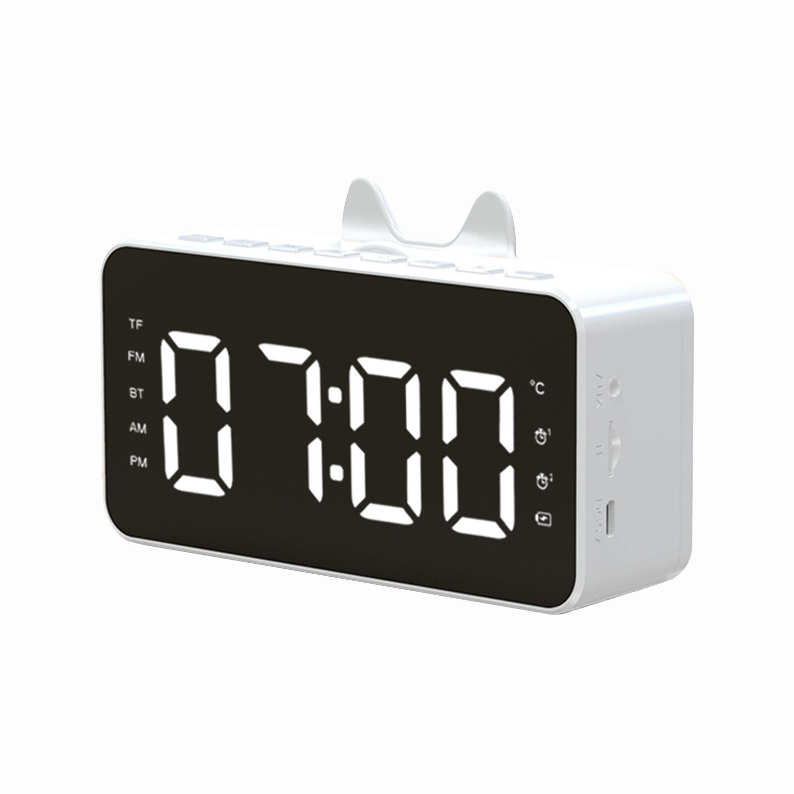 SALES！！ Q9 Bluetooth 5.0 Wireless Rechargeable Clock Subwoofer Speaker Music Player: White