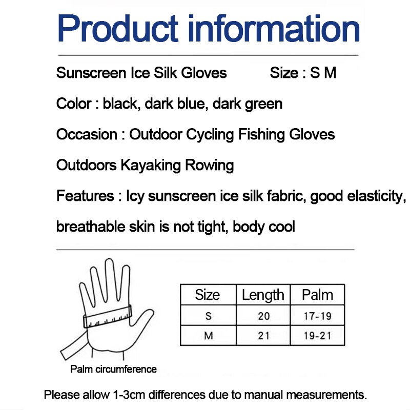 Gants antidérapants d'été en soie glacée, protection solaire fine, en Lycra, haute élasticité, en Silicone, pour la pêche