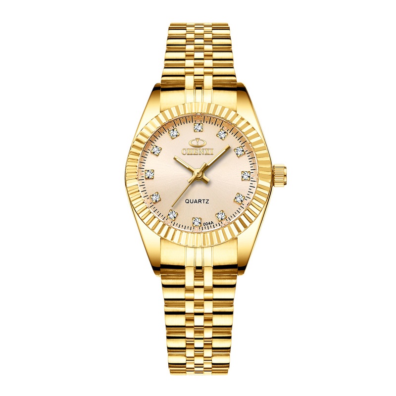 Chenxi Luxe Paar Horloge Golden Rvs Liefhebbers Horloge Quartz Horloges Voor Vrouwen &amp; Mannen Analoge Horloge: Women Golden Dial