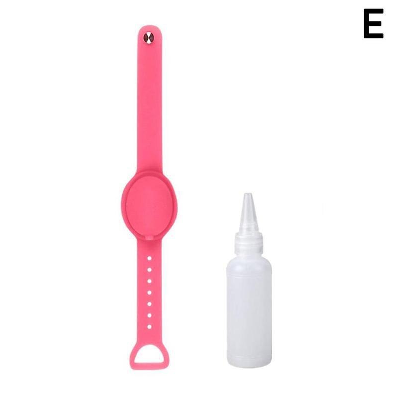 Hand Sanitizer Dispenser Polsband Met Puntige Mond Fles Schoon Handwas Sanitizing Vloeibare Gel Container Siliconen Armbanden: Pink