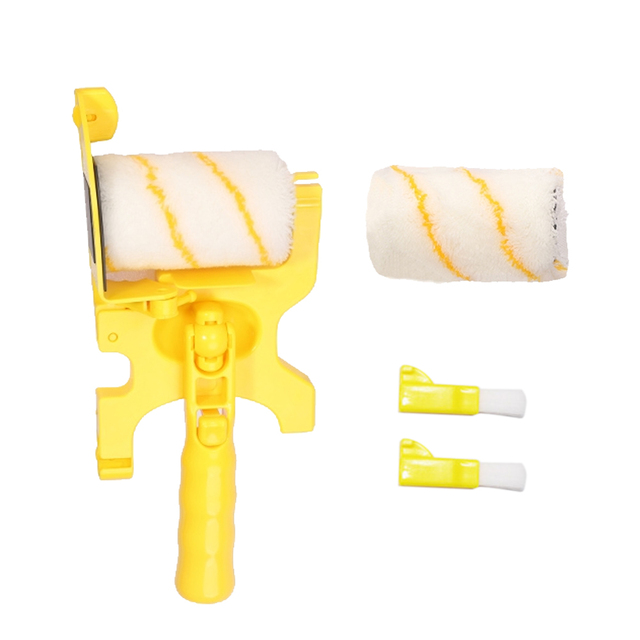 Paint Edging Tool Clean-Cut Edger Roller Painting Brush Door Wall Corner Clean-cut Paint Edger Roller for Wall Ceiling Brush: Long handle set
