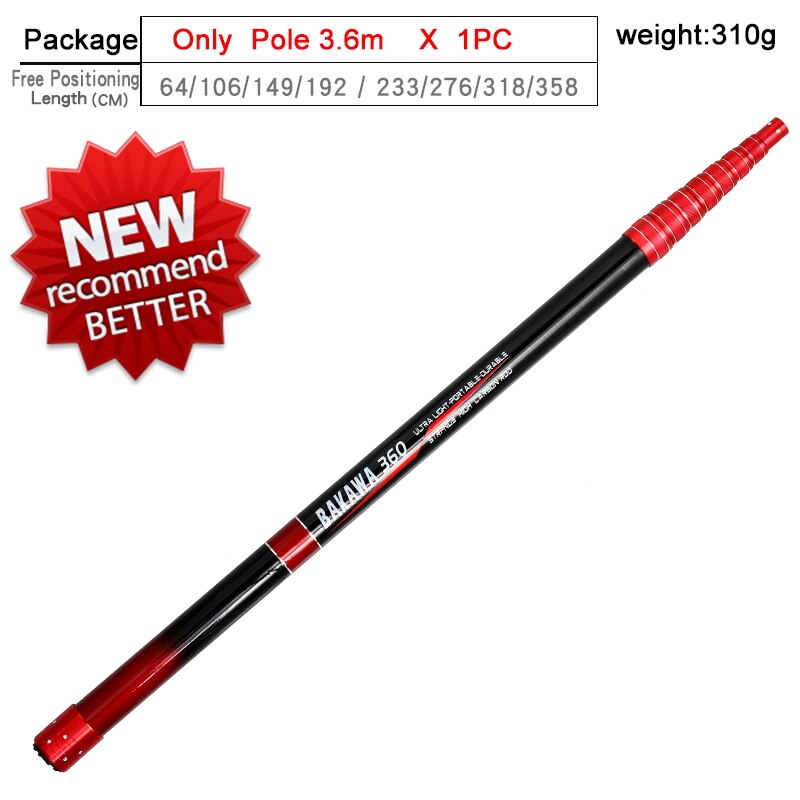 4m 3m Sizes carbon Nylon Fishing Nets Collapsible Fishing Tools Rhombus Mesh Hole Depth Folding Nylon Landing Dip Net: BKW-CW 3.6M-only-rod