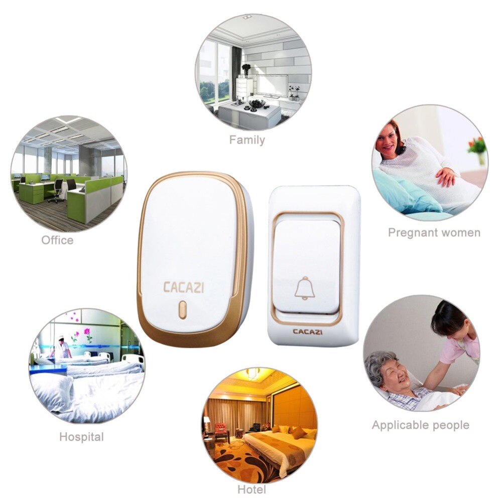 1PC Wireless LED Ring Doorbell Remote Control 36 Rings 1 Transmitter 1 Receiver