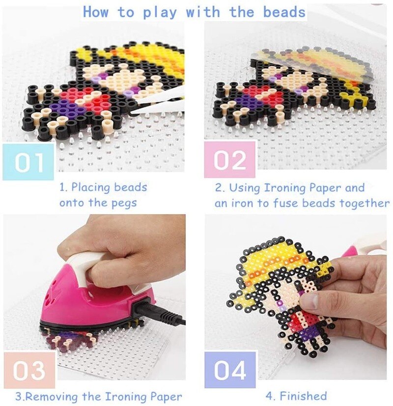Jinletong 2400Pcs Zekering Kralen 5Mm Set Met Hama Kralen Pegboards Accessoires Box Set Leren Speelgoed Voor kinderen