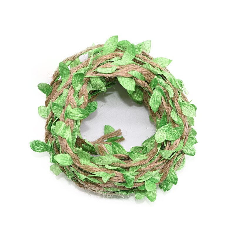 5M Simulation Green Leaves Weaving Jute Rope Ribbon for Restic Wedding Birthday Decoration Flower Bouquet Packaging Rattan: B04