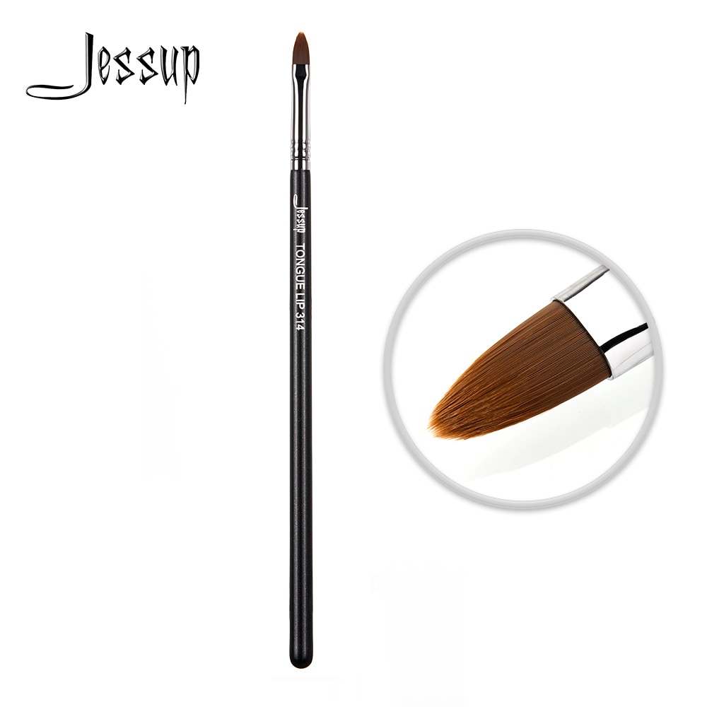 Jessup Lip Borstel Zwart/Zilveren Make-Up Gereedschap Tong Vorm Make-Up Borstel Professionele Synthetisch Haar