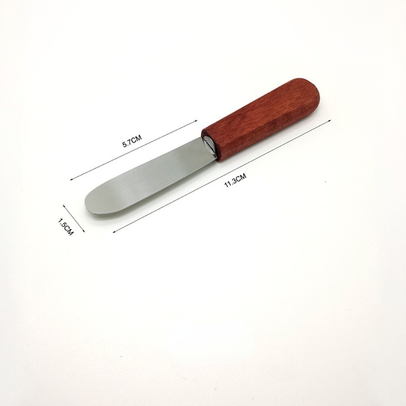 Roestvrij Staal Draagbare Mini Sandwich Strooier Boter Kaas Snijmachine Mes Spatel Keuken Tool Met Houten Handvat: No sawtooth red