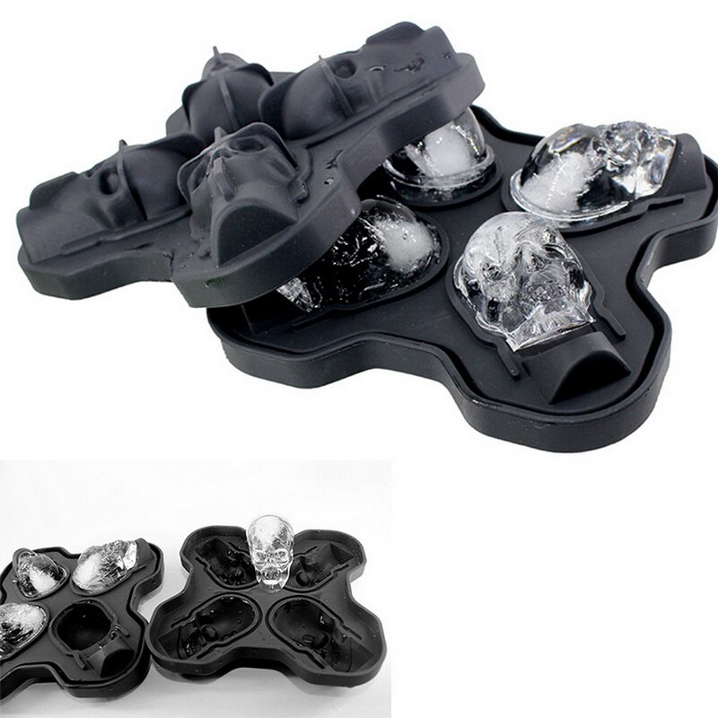 Skull ice mold for Halloween,Skull ice lattice,3D 4 Skeleton Ice Grid 1pcs Halloween Ice Grid Skull ice mold