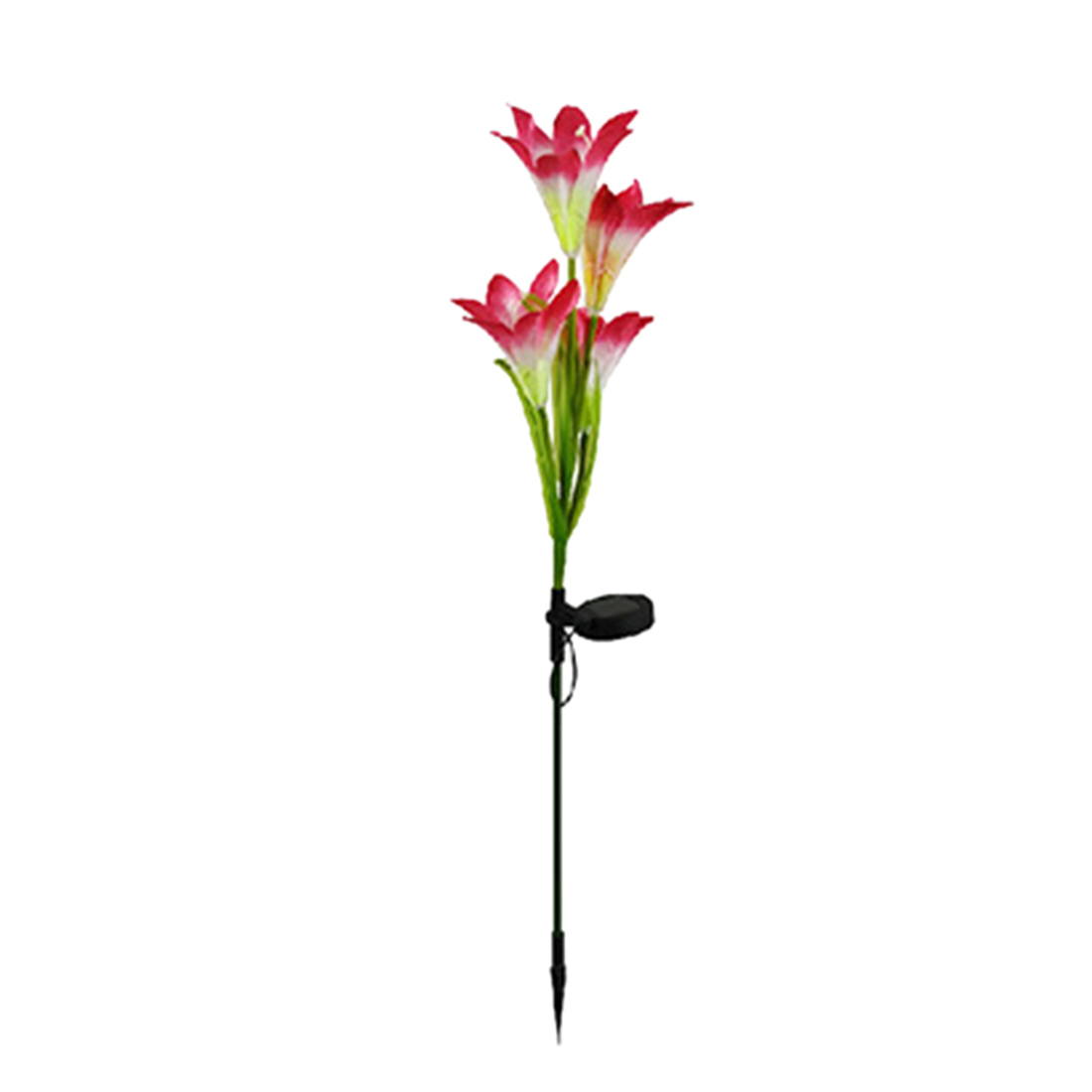 Solar Lily Flower Light Stake Solar Garden Lily Light Solar Flowers Backyard Decorative Light with 4 Flowers - Purple/White/Red: Red