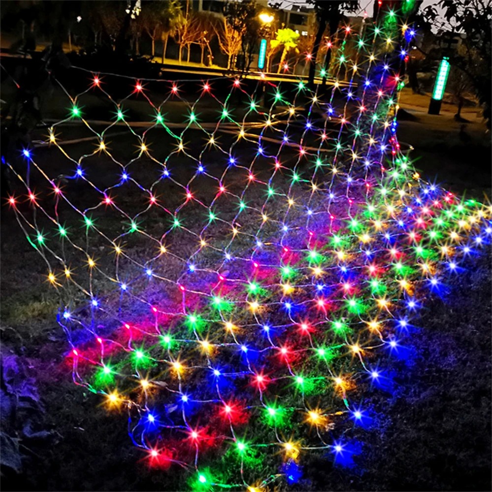 Net maille Led lumières 1.5 M/2 M/3 M LED chaîne noël fée rideau guirlande extérieure étanche pour fête jardin décoration de mariage: XL / Saphir profond