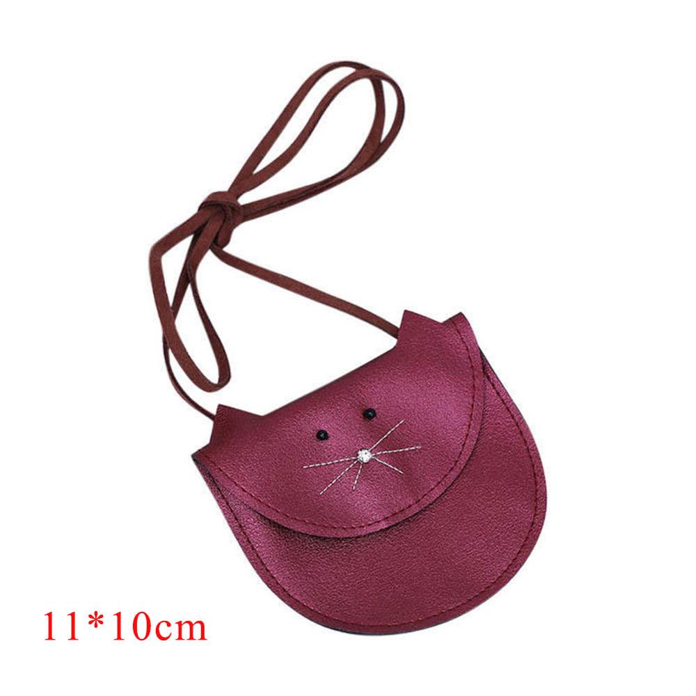 Bebê bonito mini circular dos desenhos animados animais sacos de ombro 2019 couro do plutônio meninas crianças caracol joaninha abelha crossbody saco do mensageiro bolsa: Cat