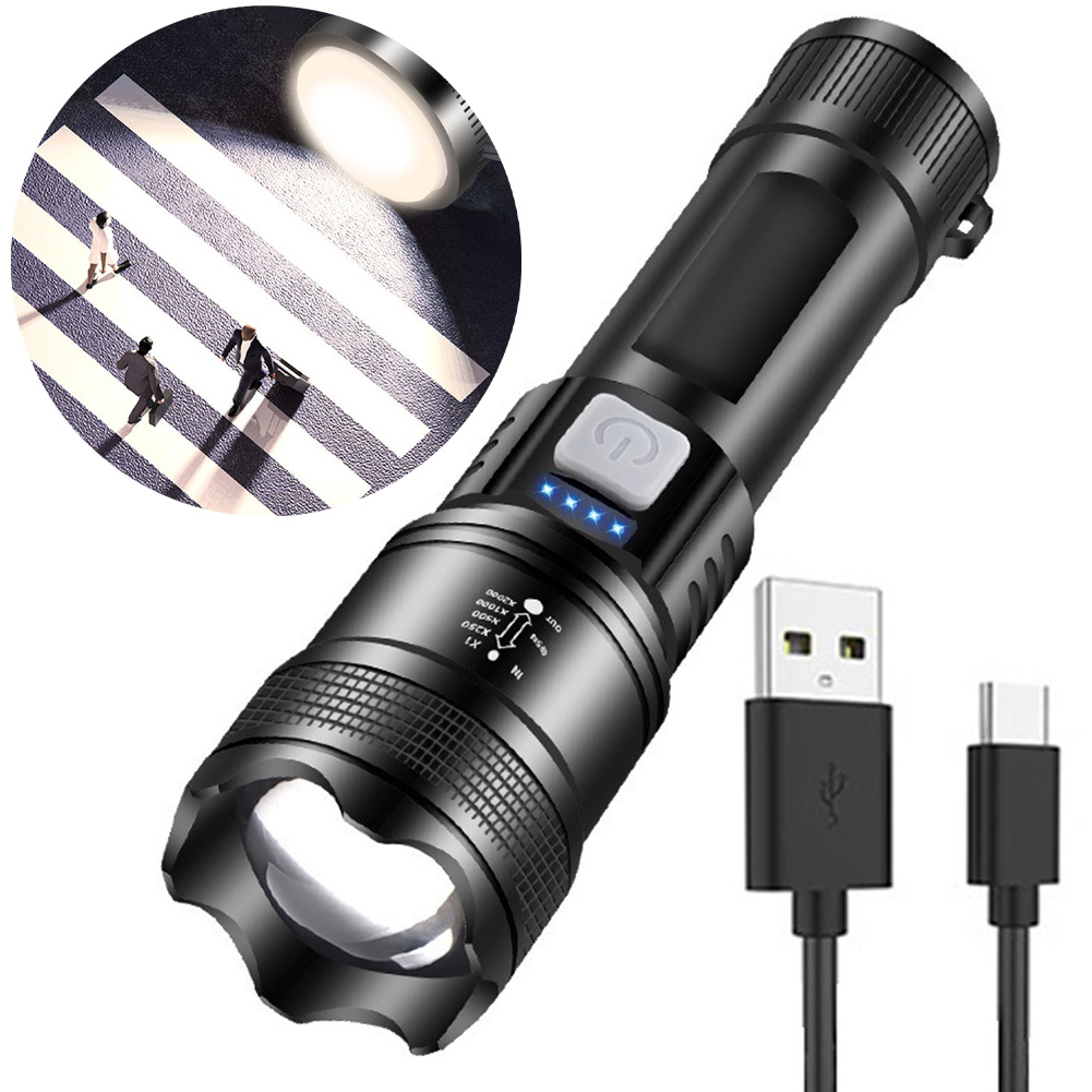 Xhp 50 håndholdt led-lommelygte 2500 mah kraftfuld led-lommelygte 300lm super klare lommelygter mobil powerbank til camping vandreture